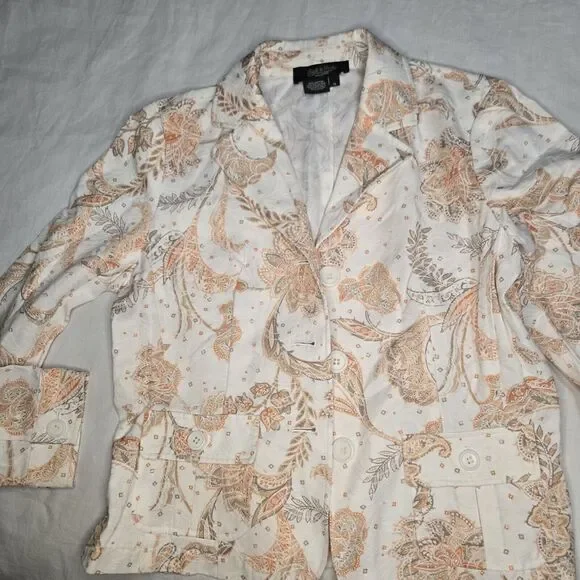 Peck & Peck Fall/Spring Jacket (Tag 14) Measures Like Med Floral Paisley See Pic - Picture 5 of 10